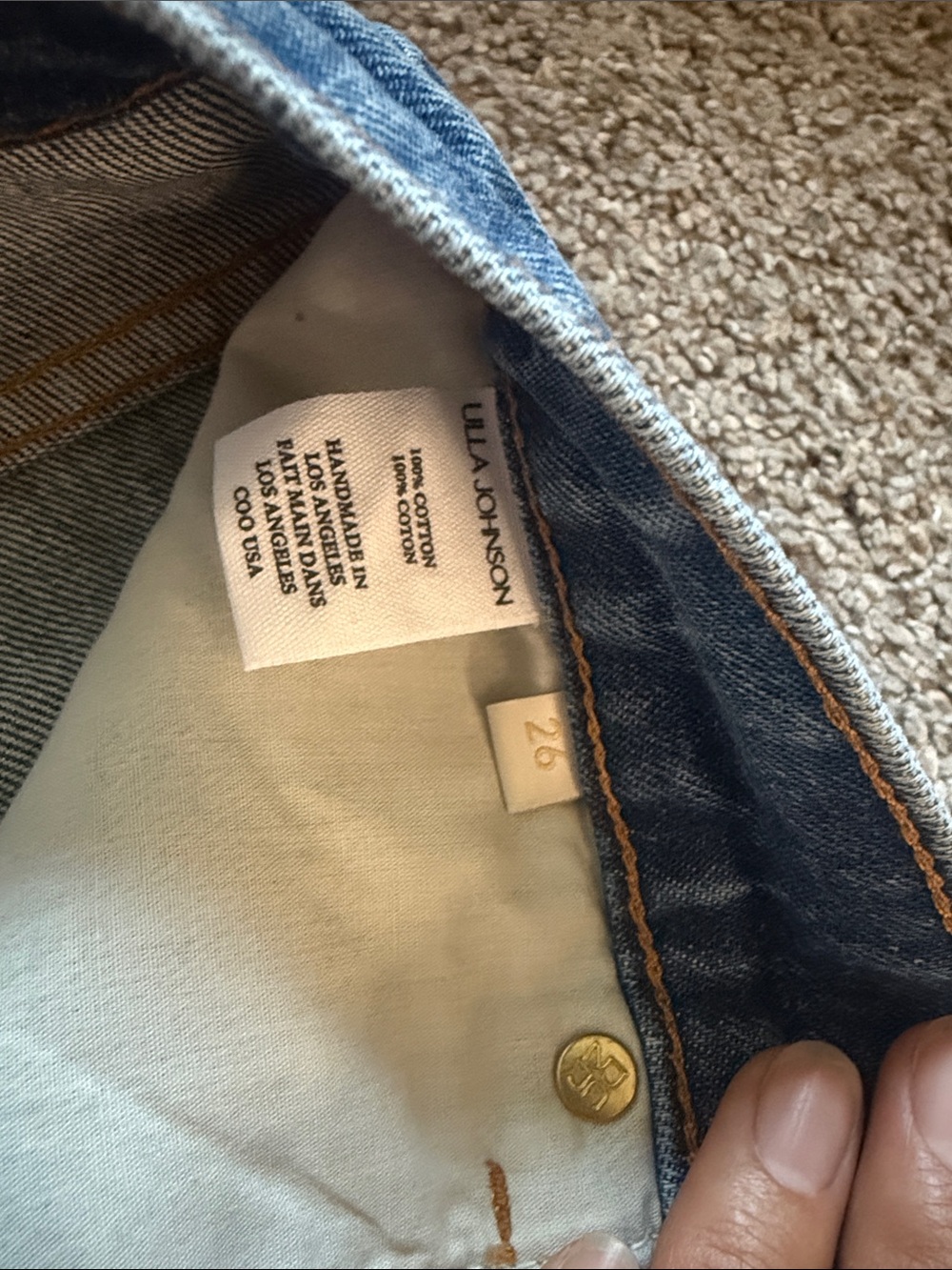 Ulla Johnson Mid-Blue Wide Leg Cuffed Jeans - Picture 2 of 7